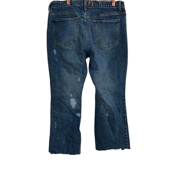 Old Navy Denim Distressed Painting Stretch Bootcut Jeans Blue Size 14 Short - Picture 8 of 8